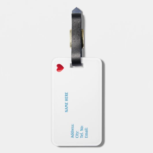 Niedlicher Weihnachtself & Herz auf Weiß Gepäckanhänger (Rückseite vertikal)