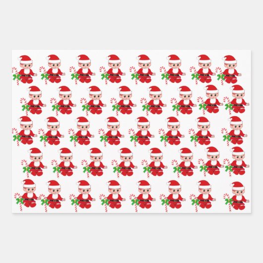 Niedlicher Weihnachtself, Herz & Rot und Weiße Str Geschenkpapier Set (Vorderseite 2)