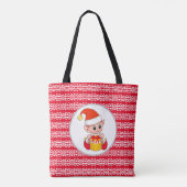 Niedlicher Weihnachtself in Rot und Weiß Tasche (Rückseite)