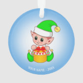 Niedlicher Weihnachtself, Individuelle Name auf Li Ornament (Rückseite)