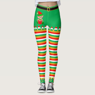 Niedlicher Weihnachtself & Jingle Bells on Stripin Leggings