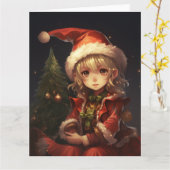 Niedlicher Weihnachtself Karte (Gelbe Blume)