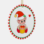 Niedlicher Weihnachtself Keramik Ornament (Rechts)