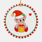 Niedlicher Weihnachtself Keramik Ornament (Hinten)