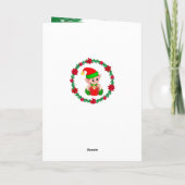 Niedlicher Weihnachtself, Kiefernkranz und Sterne Karte (Rückseite)