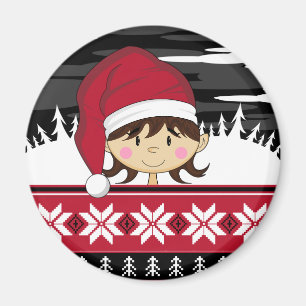 Niedlicher Weihnachtself-Magnet Magnet