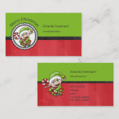 Niedlicher Weihnachtself mit Candy Cane Visitenkarte (Vorne/Hinten)