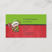 Niedlicher Weihnachtself mit Candy Cane Visitenkarte (Rückseite)