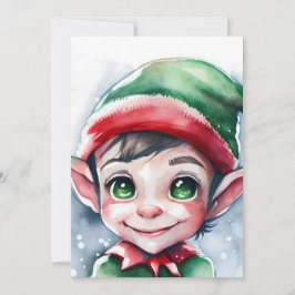 Niedlicher Weihnachtself mit langen Ohren Feiertagskarte