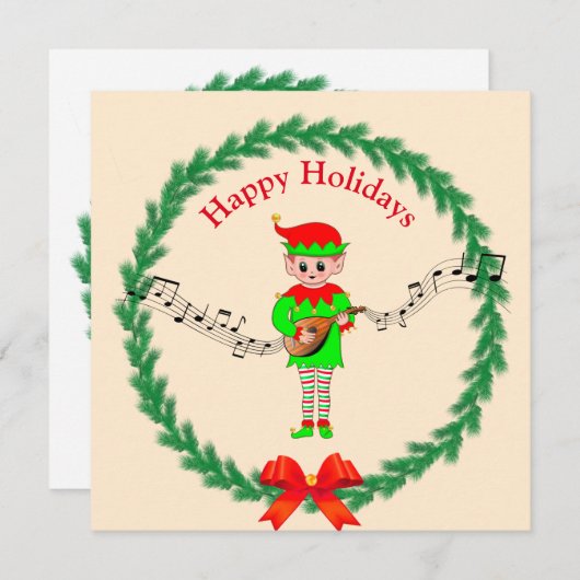 Niedlicher Weihnachtself mit Mandoline (Vorne/Hinten)