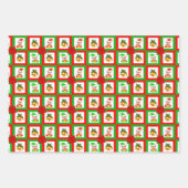 Niedlicher Weihnachtself, Rote Sterne und Glocken Geschenkpapier Set (Vorderseite 3)