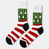 Niedlicher Weihnachtself Roter Streifen Fun Tassel Socken (Linkes Detail)
