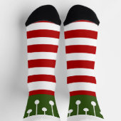 Niedlicher Weihnachtself Roter Streifen Fun Tassel Socken (Oben)