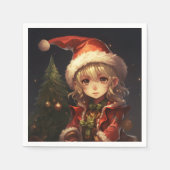 Niedlicher Weihnachtself Serviette (Vorderseite)