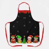 Niedlicher Weihnachtself-Squad & Schneeflocken im  Schürze (Vorderseite)