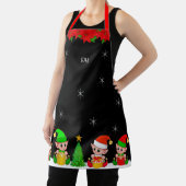 Niedlicher Weihnachtself-Squad & Schneeflocken im  Schürze (InSitu)