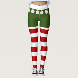 Niedlicher Weihnachtself Streifen Fun Tassel Kostü Leggings