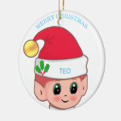 Niedlicher Weihnachtself und benutzerdefinierter T Keramik Ornament (Links)
