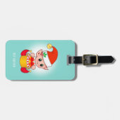 Niedlicher Weihnachtself und Geschenkboxen auf Aqu Gepäckanhänger (Vorderseite horizontal)