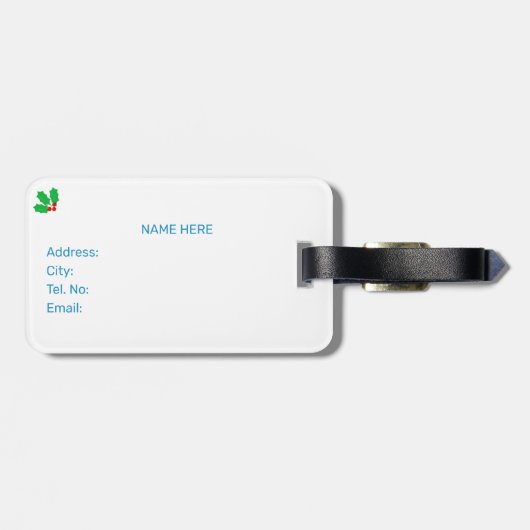 Niedlicher Weihnachtself und Geschenkboxen auf Aqu Gepäckanhänger (Rückseite horizontal)