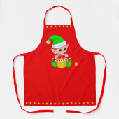Niedlicher Weihnachtself und Golden Confetti auf R Schürze (Vorderseite)