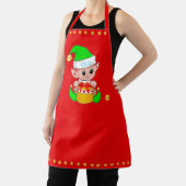 Niedlicher Weihnachtself und Golden Confetti auf R Schürze (InSitu)