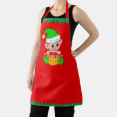 Niedlicher Weihnachtself und Grüne Streifen auf Ro Schürze (InSitu)