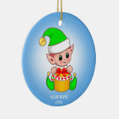 Niedlicher Weihnachtself und Ihr Text Keramik Ornament (Rechts)