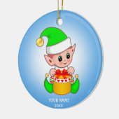 Niedlicher Weihnachtself und Ihr Text Keramik Ornament (Links)