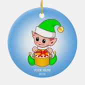 Niedlicher Weihnachtself und Ihr Text Keramik Ornament (Hinten)