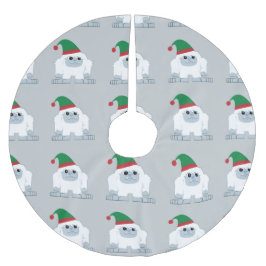 Niedlicher WeihnachtselfYeti Polyester Weihnachtsbaumdecke