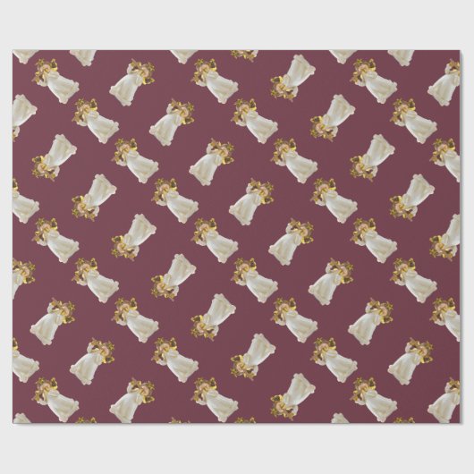 Niedlicher Weihnachtsengel, der eine Flöte spielt Geschenkpapier (Flach)