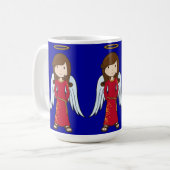 Niedlicher Weihnachtsengel mit roter Robe Kaffeetasse (Vorderseite Links)