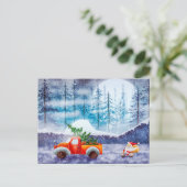 Niedlicher Weihnachtsfahrer auf der Postkarte für (Stehend Vorderseite)