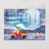 Niedlicher Weihnachtsfahrer auf der Postkarte für (Vorderseite)