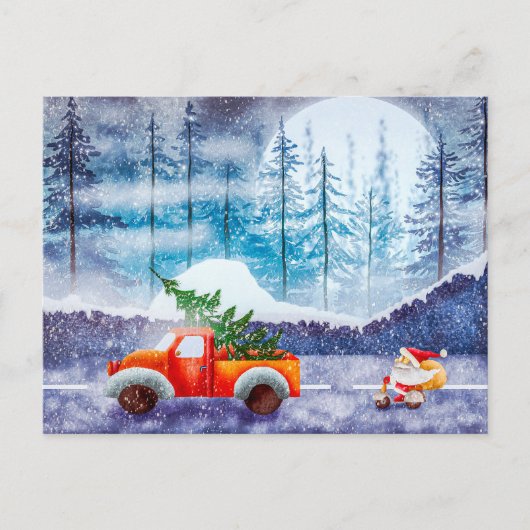 Niedlicher Weihnachtsfahrer auf der Postkarte für (Vorderseite)