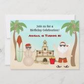Niedlicher Weihnachtsfeiertag in Santa Beach Einladung (Vorderseite)