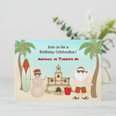 Niedlicher Weihnachtsfeiertag in Santa Beach Einladung (Stehend Vorderseite)