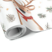 Niedlicher Weihnachtsfeiertag mit Rentier & Pine Geschenkpapier (Rolleneckpunkt)