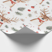 Niedlicher Weihnachtsfeiertag mit Rentier & Pine Geschenkpapier (Ecke)