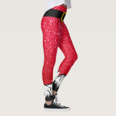 Niedlicher Weihnachtsfeiertag Roter Glitzer Santa Leggings (Rechts)