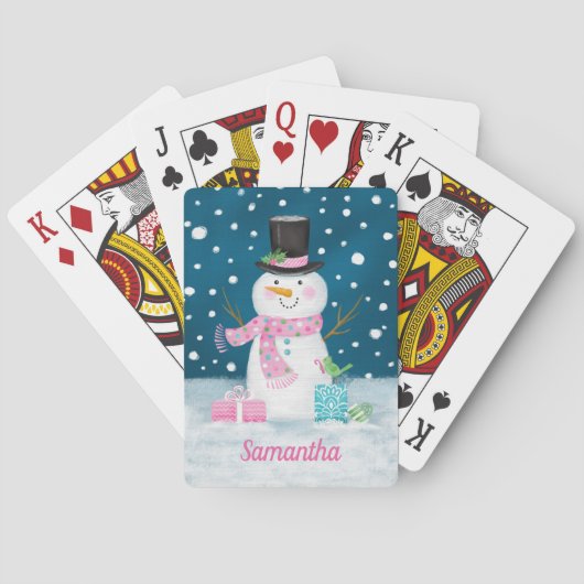 Niedlicher Weihnachtsfeiertagsnowman-Spielkarten Spielkarten (Rückseite)