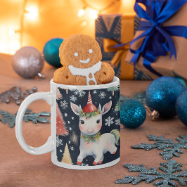 Niedlicher Weihnachtsfest Einhorn Custom Holiday Zweifarbige Tasse