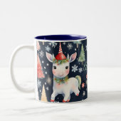 Niedlicher Weihnachtsfest Einhorn Custom Holiday Zweifarbige Tasse (Links)