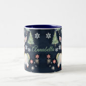 Niedlicher Weihnachtsfest Einhorn Custom Holiday Zweifarbige Tasse (Mittel)