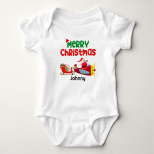 Niedlicher Weihnachtsflug in Flugzeug & Schlitten, Baby Strampler