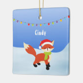 Niedlicher Weihnachtsfox auf Schnee Keramikornament (Links)