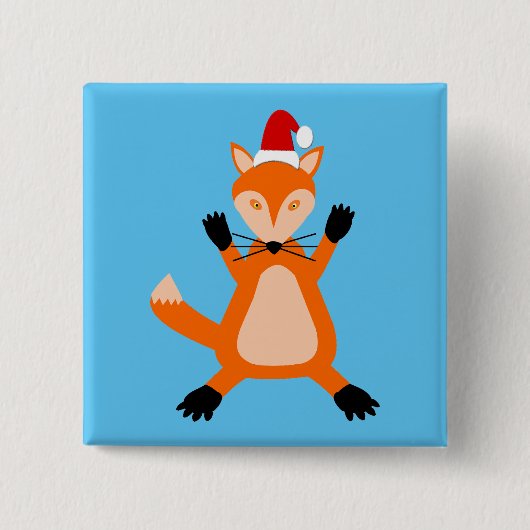 Niedlicher Weihnachtsfox Button (Vorderseite)