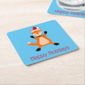 Niedlicher Weihnachtsfox Custom Rechteckiger Pappuntersetzer (angewinkelt)
