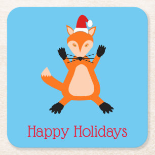 Niedlicher Weihnachtsfox Custom Rechteckiger Pappuntersetzer